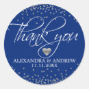 Search for navy blue and silver wedding stickers Thank you