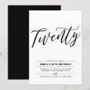 Search for 20th birthday invitations Black and white