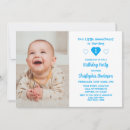 Search for simple blue 1st birthday invitations Heart