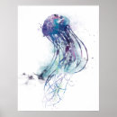 Search for watercolor jellyfish art Blue