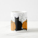 Search for black cat and pumpkin mugs October