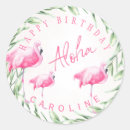 Search for pink flamingo birthday stickers Aloha