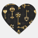 Search for heart and key stickers Gold