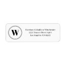 Search for monogram circle return address labels Black and white