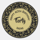 Search for 40 birthday stickers Gold and black
