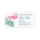 Search for pink flamingo return address labels Palm leaves