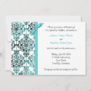 Search for black white damask invitations Aqua blue