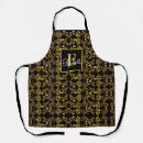 Search for black and white damask aprons Gold