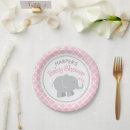 Search for elephant baby shower plates Pink