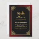 Search for red and gold 80th birthday invitations Black