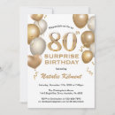 Search for gold and white birthday invitations Surprise birthday party