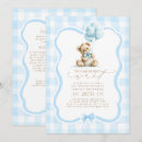 Search for blue gingham baby shower invitations We can bearly wait