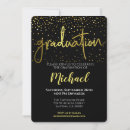 Search for black graduation invitations Gold glitter