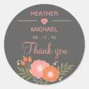 Search for coral and grey wedding stickers Thank you