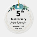 Search for 5th wedding anniversary christmas tree decorations 5 year anniversary