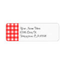 Search for red white check return address labels Plaid