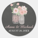 Search for vintage chalkboard wedding stickers Mason jar