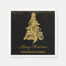 Search for christmas tree napkins Black and gold