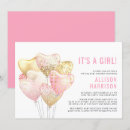 Search for balloon baby girl shower invitations Pink gold