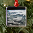 Search for idyllic christmas tree decorations Aerial view