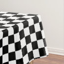 Search for black and white checkered tablecloths Chequered