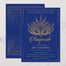 Search for royal blue masquerade party invitations Gold
