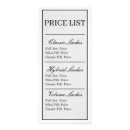 Search for price list rack cards Lashes