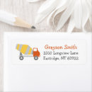 Search for construction birthday return address labels Trucks
