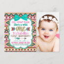 Search for girl tribal 1st birthday invitations Wild one first birthday