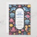 Search for ocean animals baby shower invitations Octopus