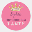 Search for first birthday princess stickers Baby girl