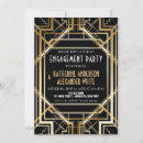 Search for 1920s engagement party invitations Black and gold
