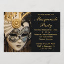 Search for black masquerade party invitations White