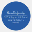 Search for bright blue return address labels Blue and white