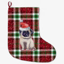 Search for pug christmas stockings Santa