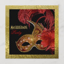 Search for red gold masquerade party invitations Black
