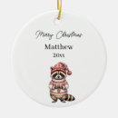 Search for cute racoon christmas tree decorations Xmas