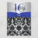 Search for blue and silver sweet 16 invitations 16th
