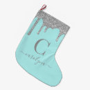 Search for teal blue christmas stockings Glitter