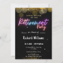 Search for black and gold retirement invitations Glitter