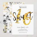 Search for black and yellow sweet 16 invitations White