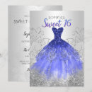 Search for royal blue silver sweet 16 invitations 16th birthday