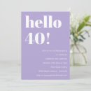 Search for purple 40th birthday invitations Bold typography