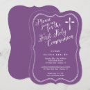 Search for purple cross first communion invitations Girl