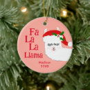 Search for funny llama christmas tree decorations Cute