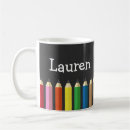 Search for teacher pencil mugs Rainbow