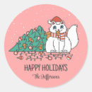 Search for cute white cat stickers Merry christmas