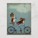 Search for tandem postcards Dogs on bicycles