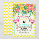 Search for watercolor flamingo birthday invitations Hawaiian