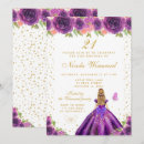 Search for purple gold butterflies invitations Floral flowers
